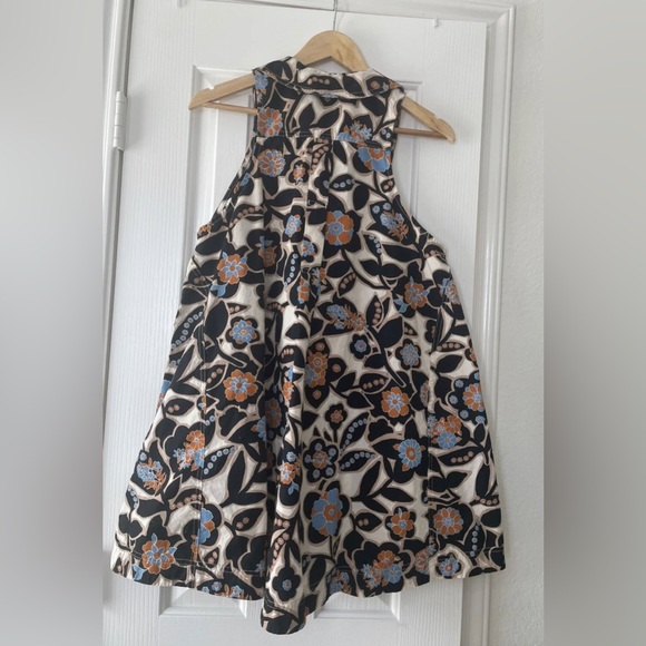Free People Floral Halter Mini Dress - White, Black & Blue - Picture 2 of 12